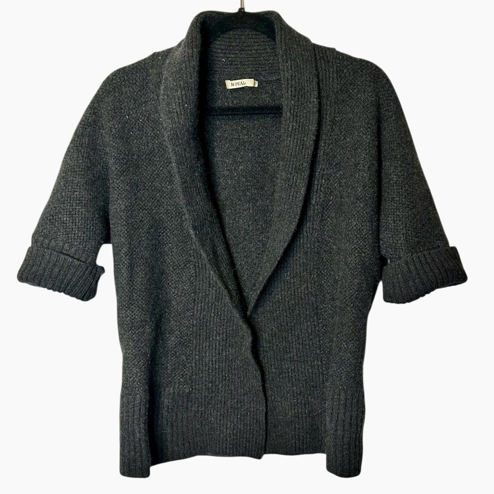 N.Peal 100% Cashmere Charcoal Gray‎ Cardigan Sweater Quiet Luxury Capsule Small